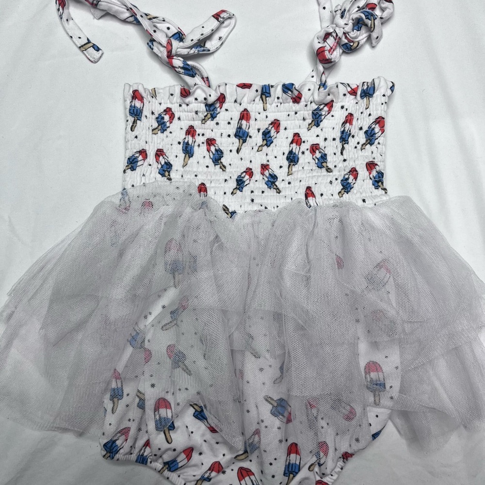 Popsicle Print Baby Romper with Tulle Skirt